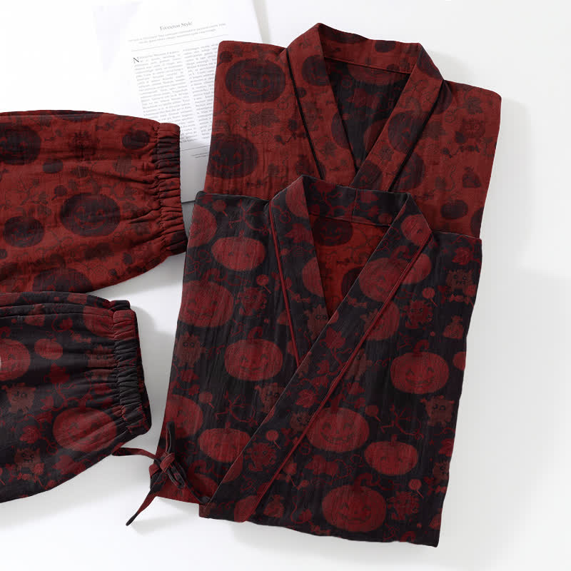 Halloween Pumpkin Cotton Kimono Pajama Set - image 11
