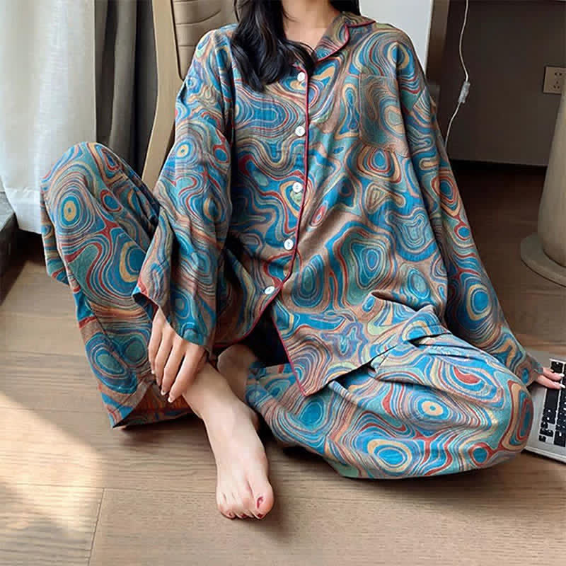Plus Size Art Print Cotton Loungewear Set - image 3