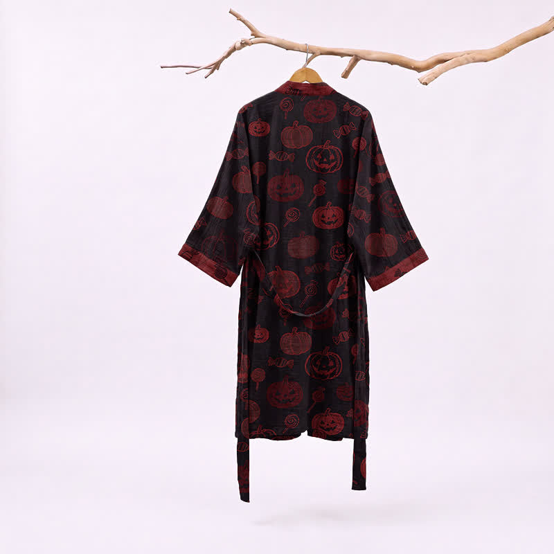 Spooky Pumpkin Candy Cotton Kimono Robe - image 6