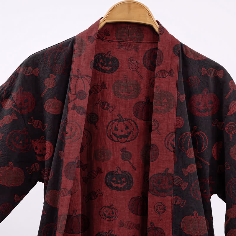 Spooky Pumpkin Candy Cotton Kimono Robe - image 7