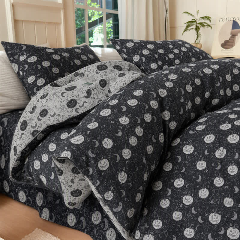 Halloween Pumpkin Moon Cotton Bedding Set - image 1