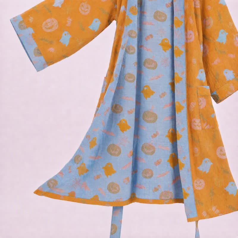 Multi‑Color Pumpkin Halloween Cotton Kimono Robe - image 3