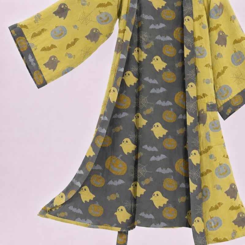Multi‑Color Pumpkin Halloween Cotton Kimono Robe - image 13