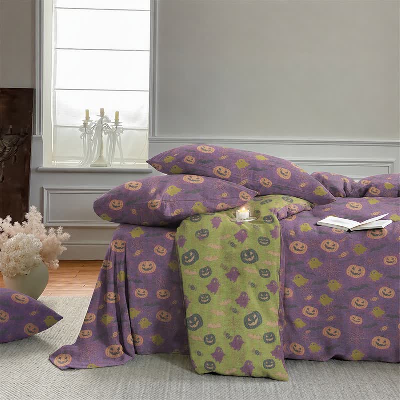 Multi‑Color Pumpkin Ghost Cotton Bedding Set - image 15