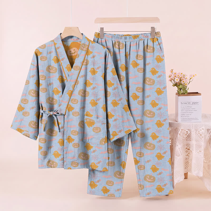 Halloween Ghost Pumpkin Cotton Kimono Pajama Set - image 10