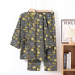Halloween Ghost Pumpkin Cotton Kimono Pajama Set - Coffee & Yellow - XL - image 24