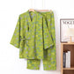 Halloween Ghost Pumpkin Cotton Kimono Pajama Set - Green & Yellow - XL - image 32
