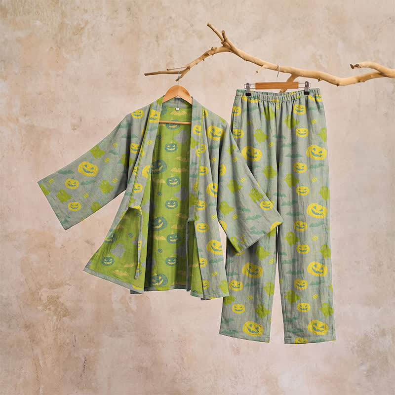Halloween Ghost Pumpkin Cotton Kimono Pajama Set - image 44