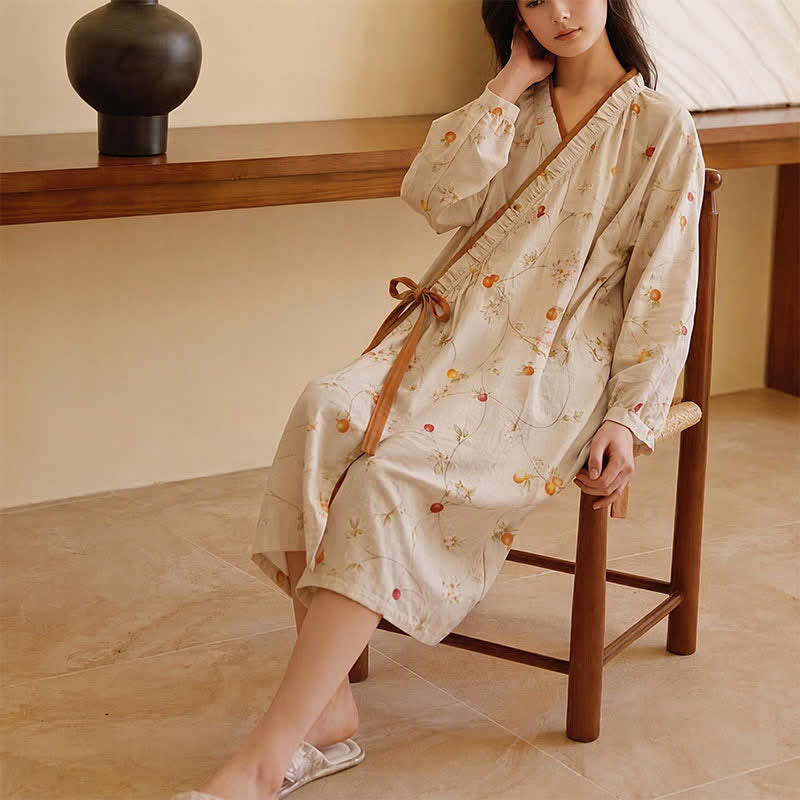Cotton Gauze Rural Pomegranate Nightdress - image 2
