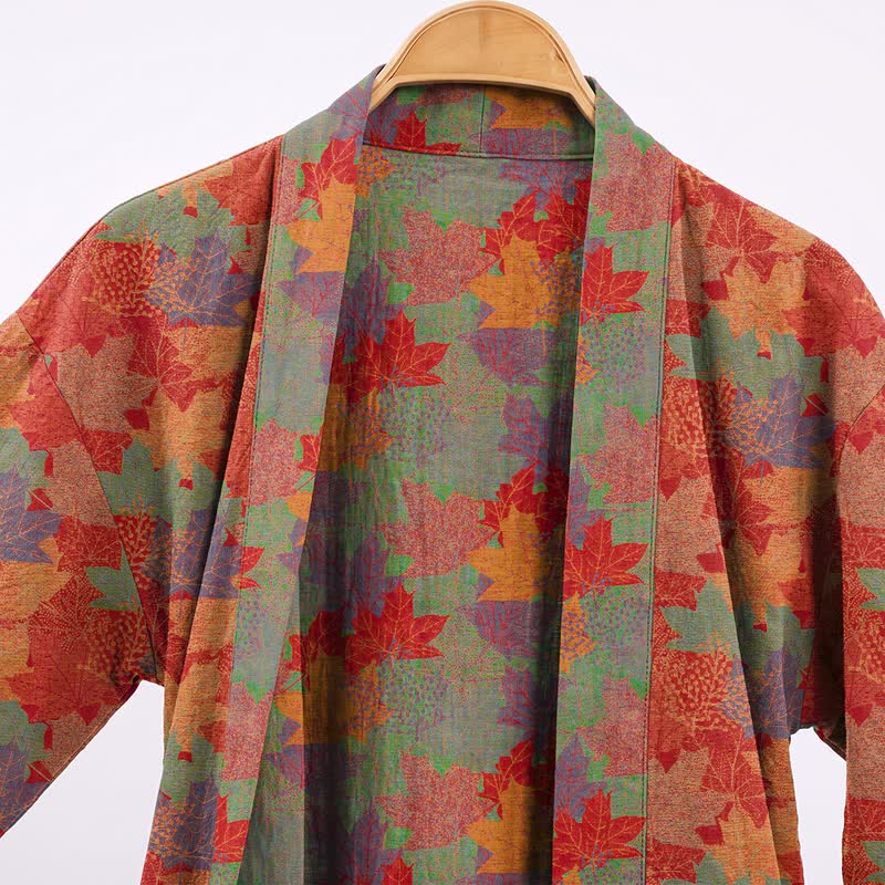 Autumn Maple Leaf Cotton Kimono Robe - image 2