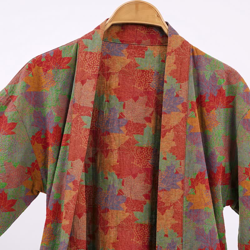 Autumn Maple Leaf Cotton Kimono Robe - image 7