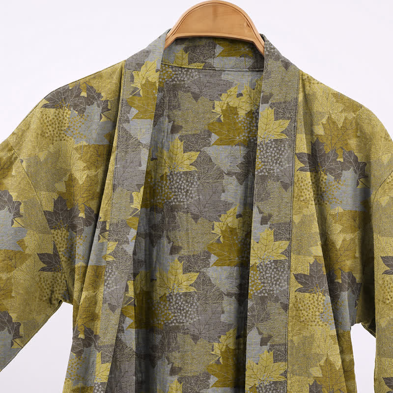 Autumn Maple Leaf Cotton Kimono Robe - image 13