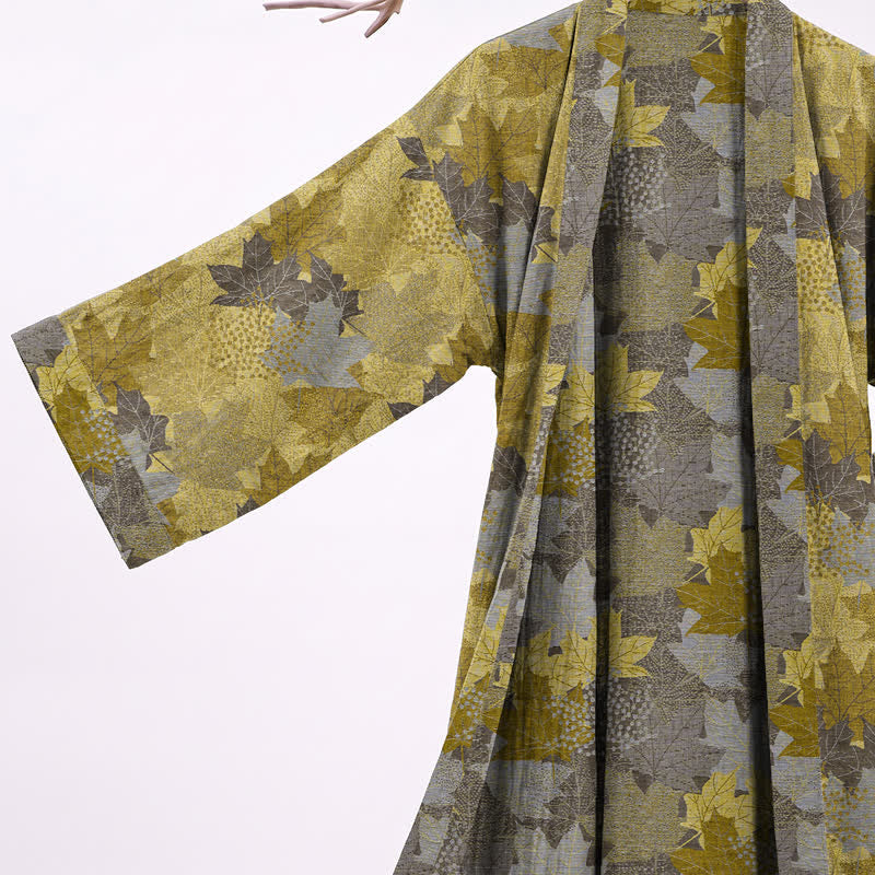 Autumn Maple Leaf Cotton Kimono Robe - image 14