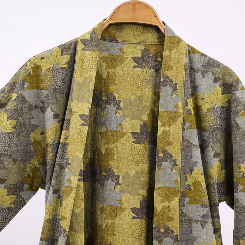 Autumn Maple Leaf Cotton Kimono Robe - image 19