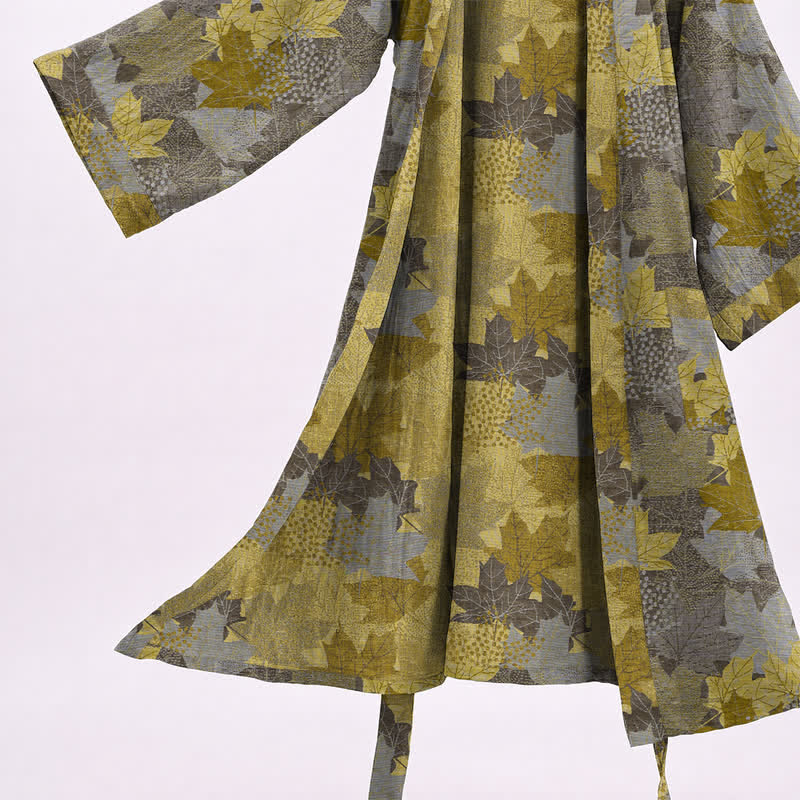 Autumn Maple Leaf Cotton Kimono Robe - image 21