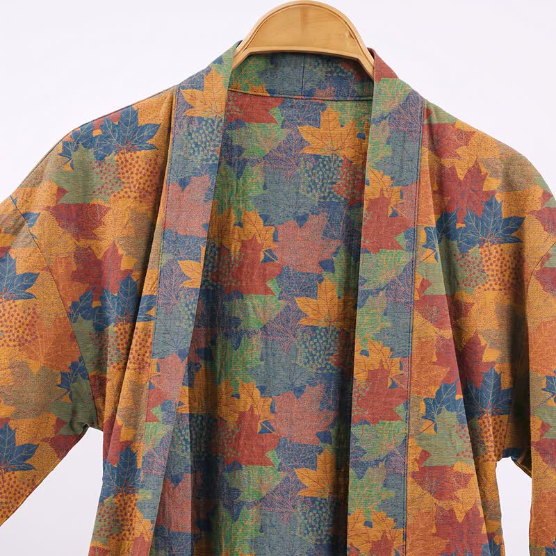 Autumn Maple Leaf Cotton Kimono Robe - image 25