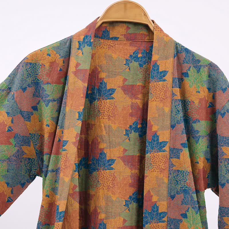Autumn Maple Leaf Cotton Kimono Robe - image 31