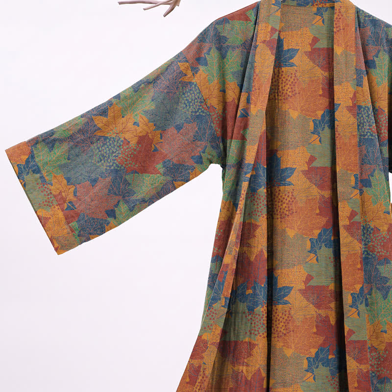 Autumn Maple Leaf Cotton Kimono Robe - image 32