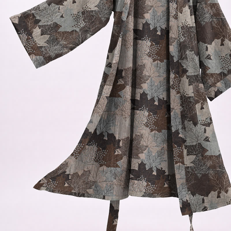 Autumn Maple Leaf Cotton Kimono Robe - image 39