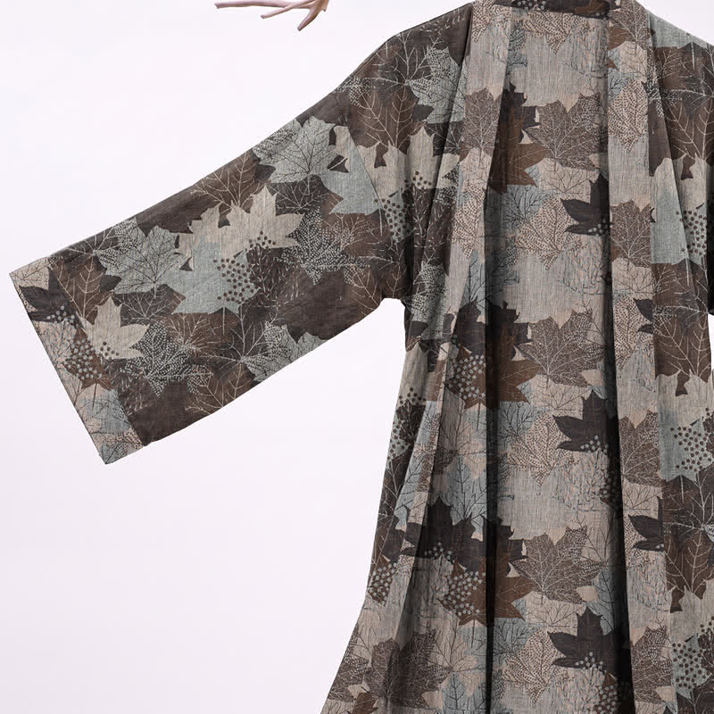 Autumn Maple Leaf Cotton Kimono Robe - image 38