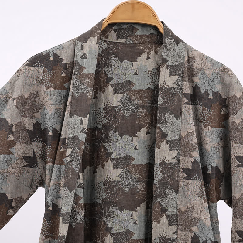 Autumn Maple Leaf Cotton Kimono Robe - image 43