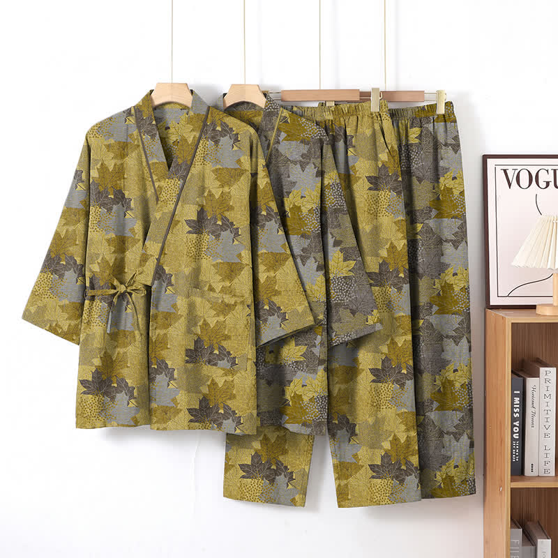 Maple Leaf Cotton Kimono Pajama Set - image 16