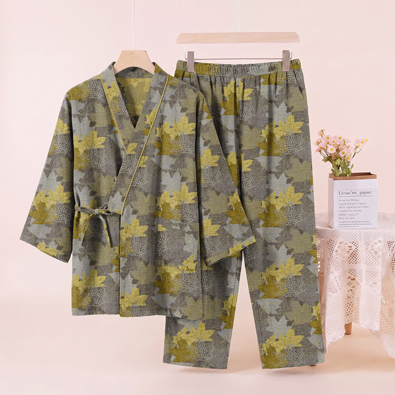 Maple Leaf Cotton Kimono Pajama Set - image 25