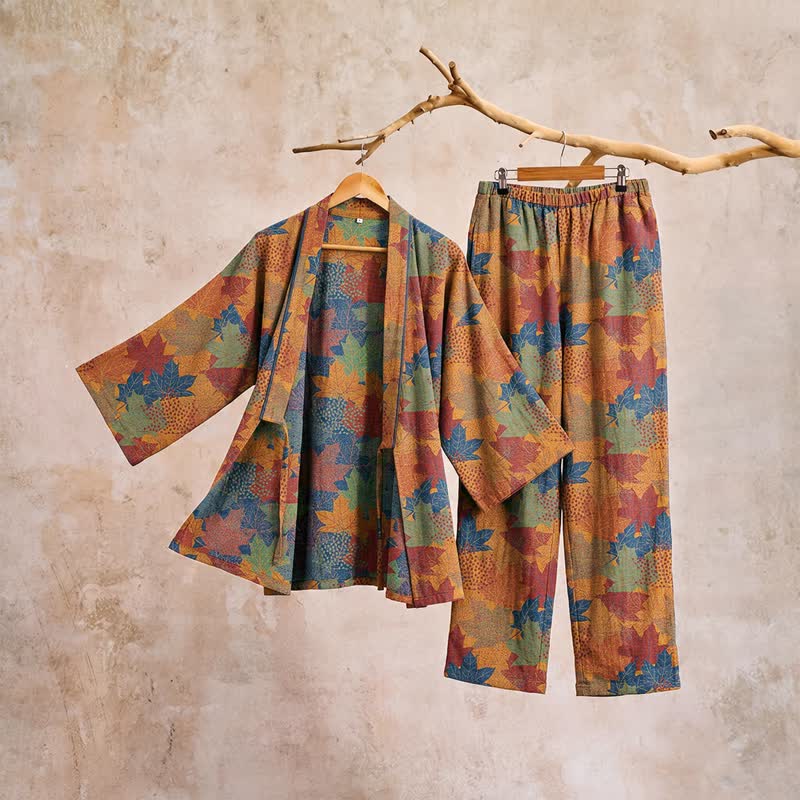 Maple Leaf Cotton Kimono Pajama Set - image 37
