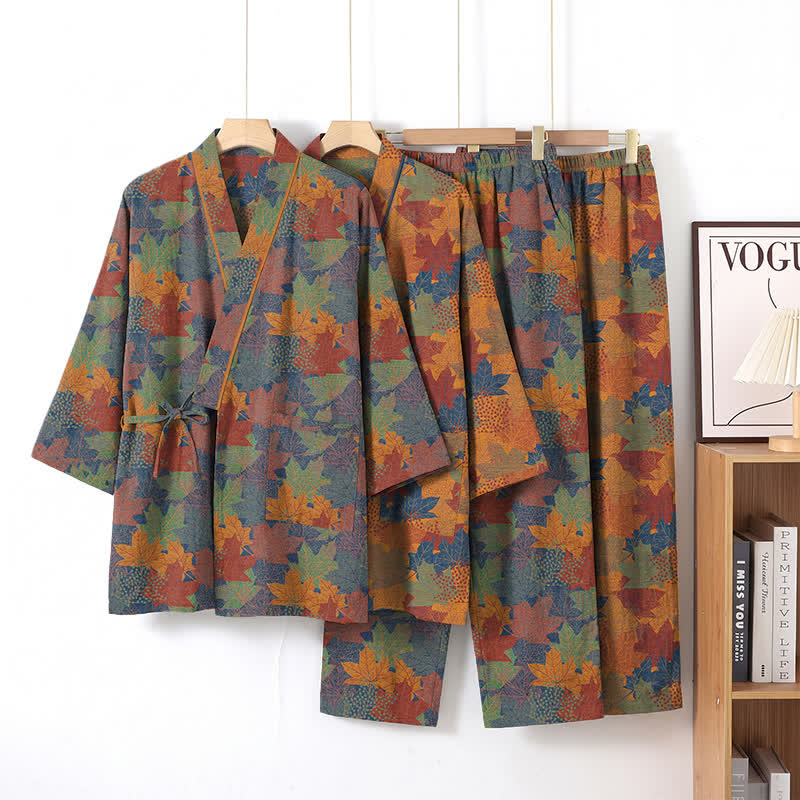 Maple Leaf Cotton Kimono Pajama Set - image 40