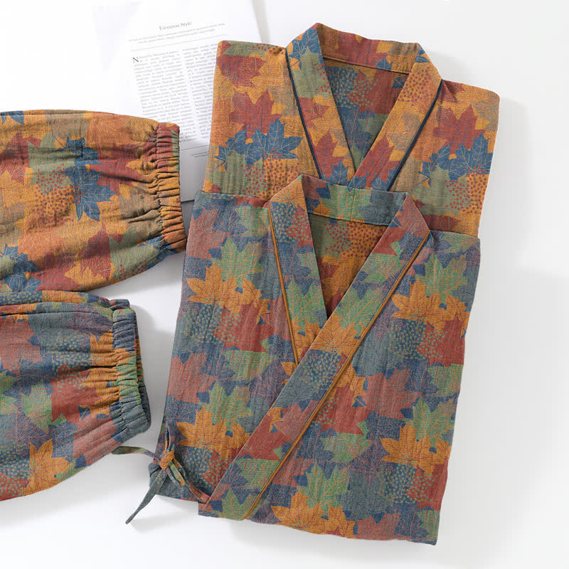 Maple Leaf Cotton Kimono Pajama Set - image 46