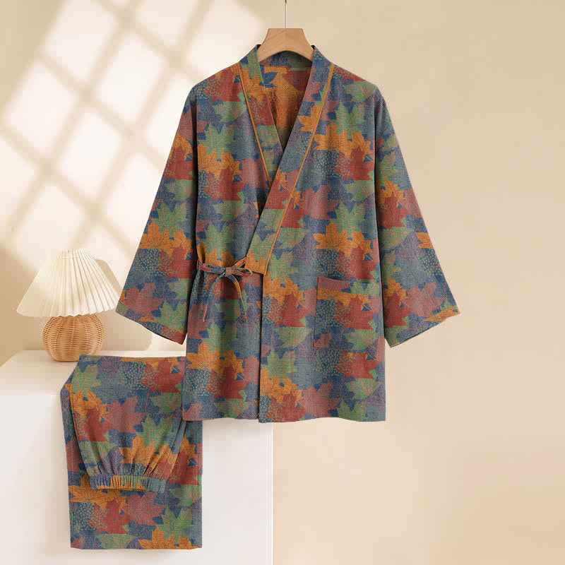 Maple Leaf Cotton Kimono Pajama Set - image 42