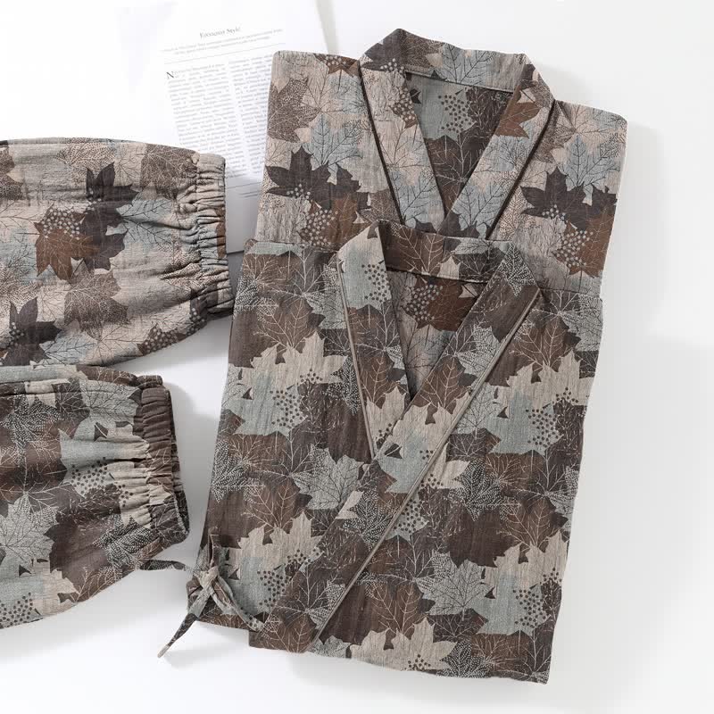 Maple Leaf Cotton Kimono Pajama Set - image 54