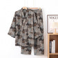Maple Leaf Cotton Kimono Pajama Set - Gray & Brown - XL - image 55