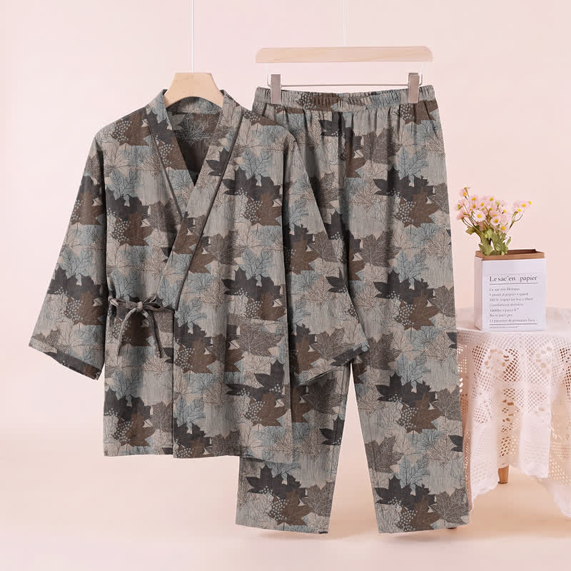 Maple Leaf Cotton Kimono Pajama Set - image 57