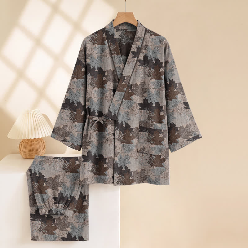 Maple Leaf Cotton Kimono Pajama Set - image 58