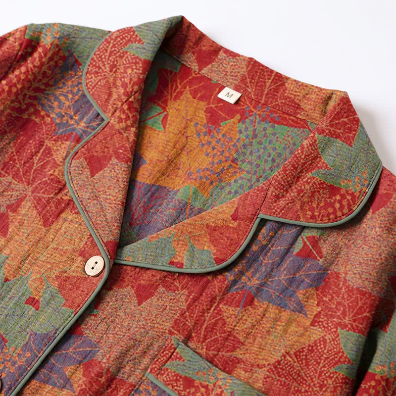Fall Maple Leaf Cotton Loungewear Set - image 2