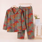 Fall Maple Leaf Cotton Loungewear Set - Green & Red - XL - image 6