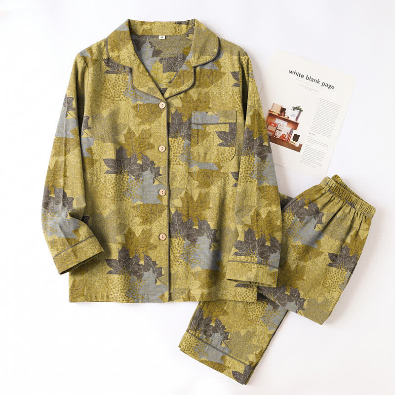 Fall Maple Leaf Cotton Loungewear Set - image 17