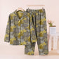 Fall Maple Leaf Cotton Loungewear Set - Gray & Yellow - XL - image 18