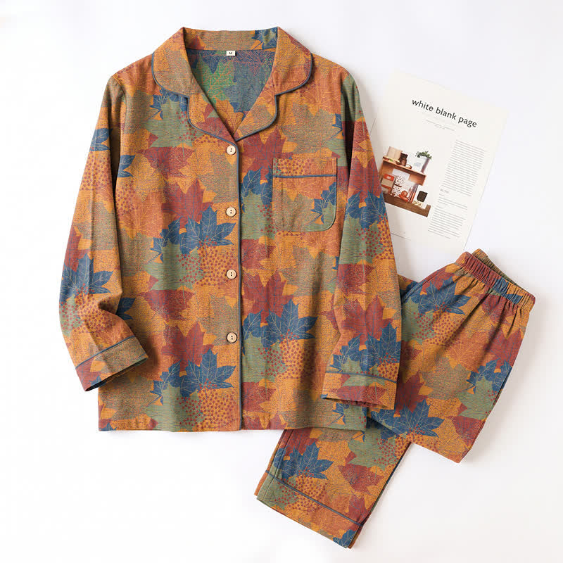 Fall Maple Leaf Cotton Loungewear Set - image 29