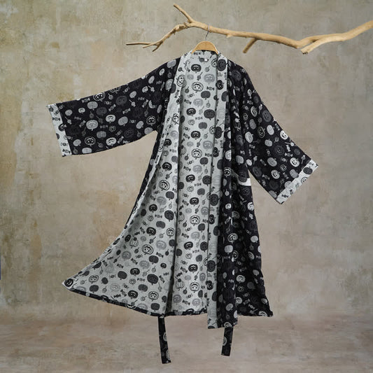 Halloween Pumpkin Candy Cotton Kimono Robe - Black - 2XL - image 0