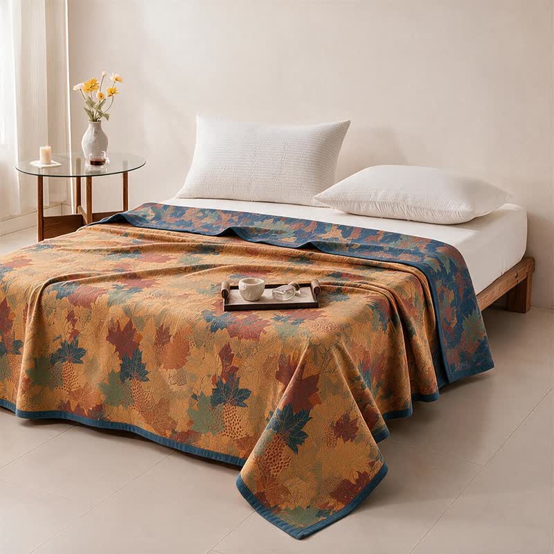 Colorful Fall Maple Leaf Cotton Blanket - image 19