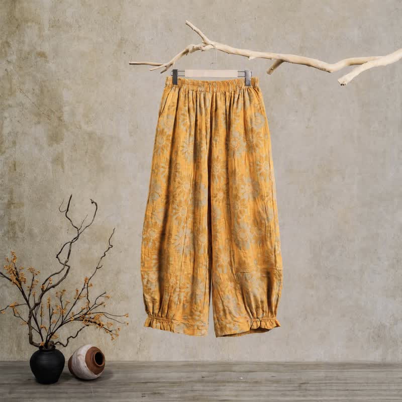 Vintage Sunflower Cotton Lounge Pants - image 1