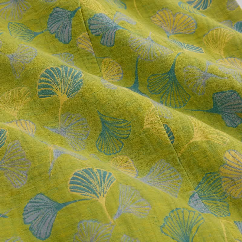 Green Ginkgo Leaf Cotton Pajama Pants - image 7