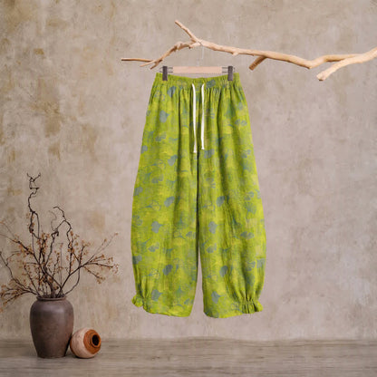 Green Ginkgo Leaf Cotton Pajama Pants - Green - XL - image 0