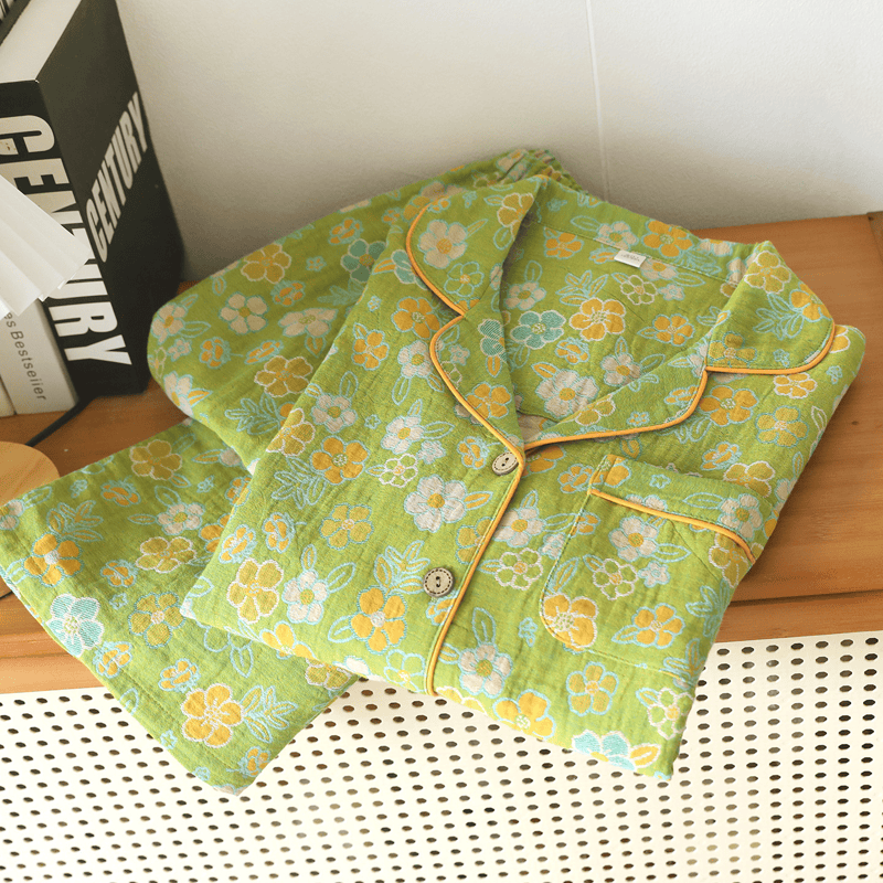 Green Ditsy Floral Cotton Pajama Set - image 3