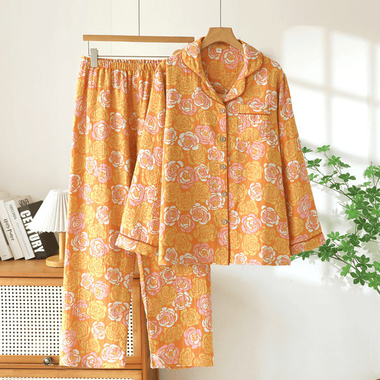 Orange Rose Cotton Sleepwear Set - Orange - XXL - image 0