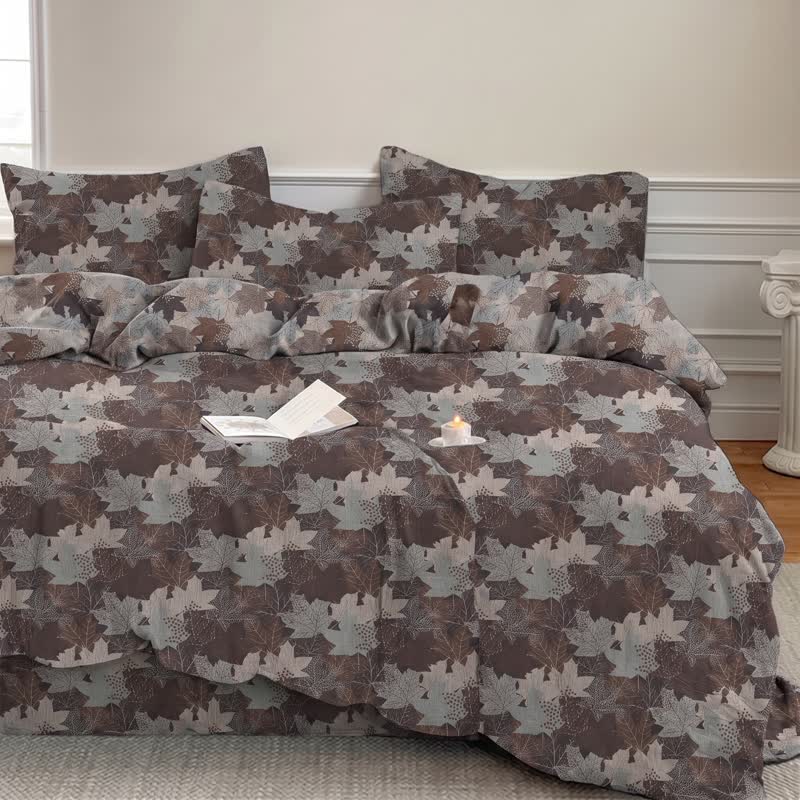 Colorful Maple Leaf Cotton Duvet Cover Bedding Set - image 22
