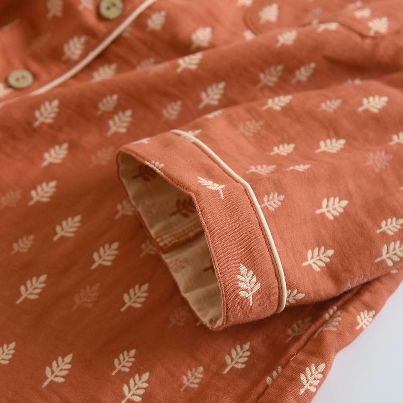 Relaxed Piped Cotton Maple Leaf Loungewear Set - image 5