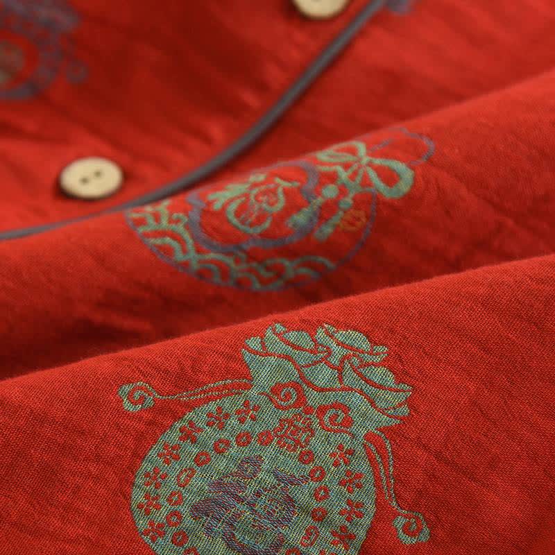 Red Cotton Fortune Pouch Loungewear Set - image 4